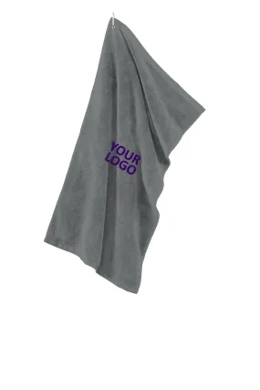 Port Authority Grommeted Microfiber Customized Golf Towels, Deep Smoke