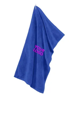 Port Authority Grommeted Microfiber Customized Golf Towels, Royal