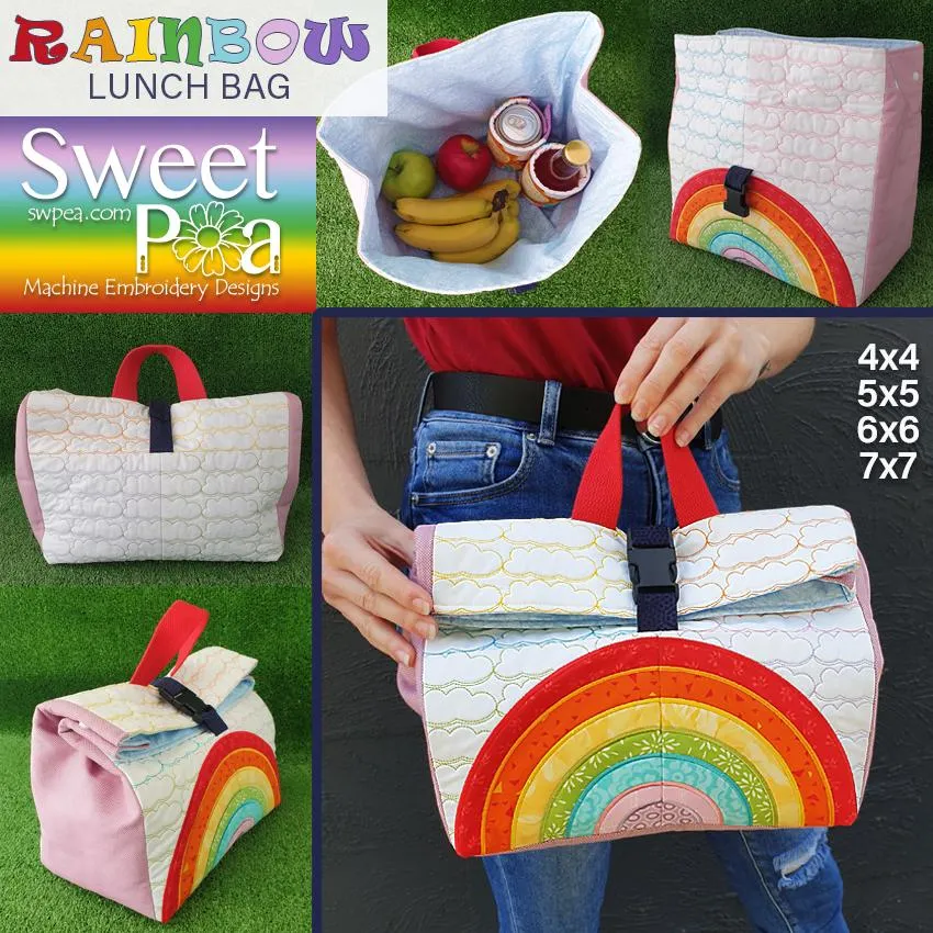 Rainbow Picnic Lunch Bag 4x4 5x5 6x6 7x7