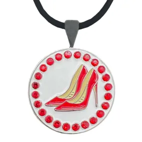 Red High Heels Golf Ball Marker Necklace