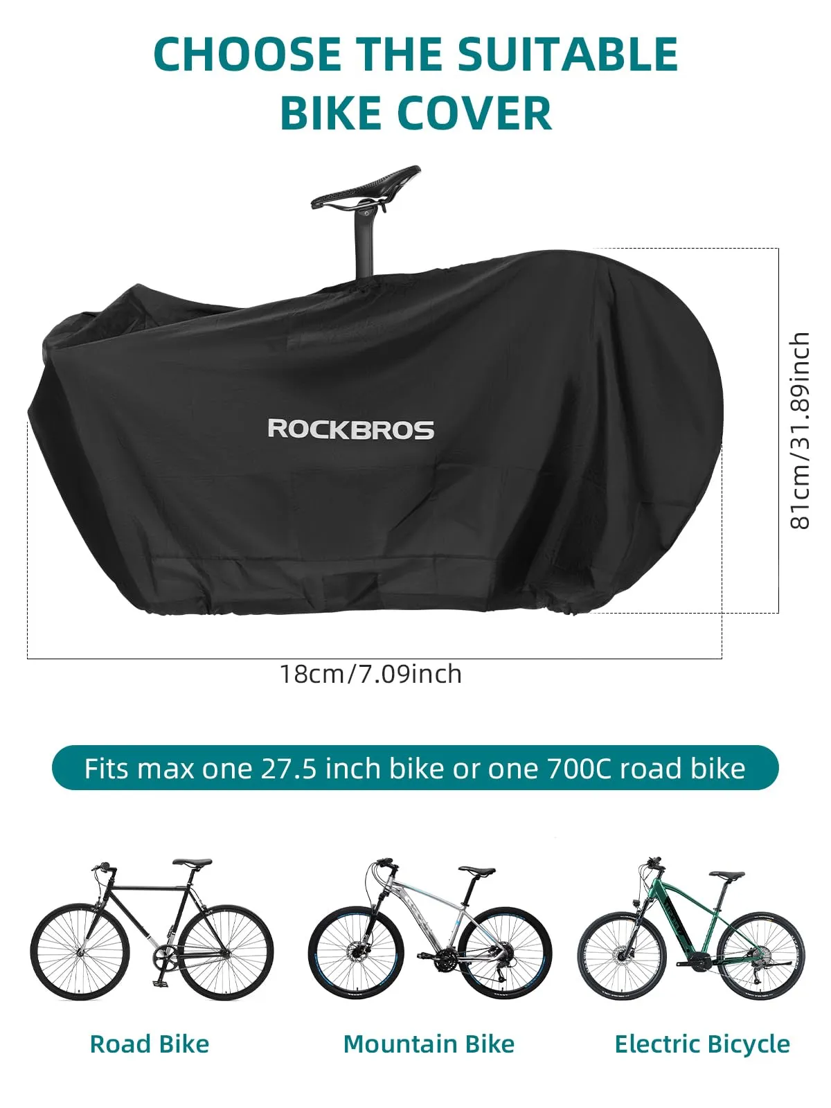 ROCKBROS Bike Cover for 19-27.5 inches Bikes Bike Storage Bag Foldable Storage Bag