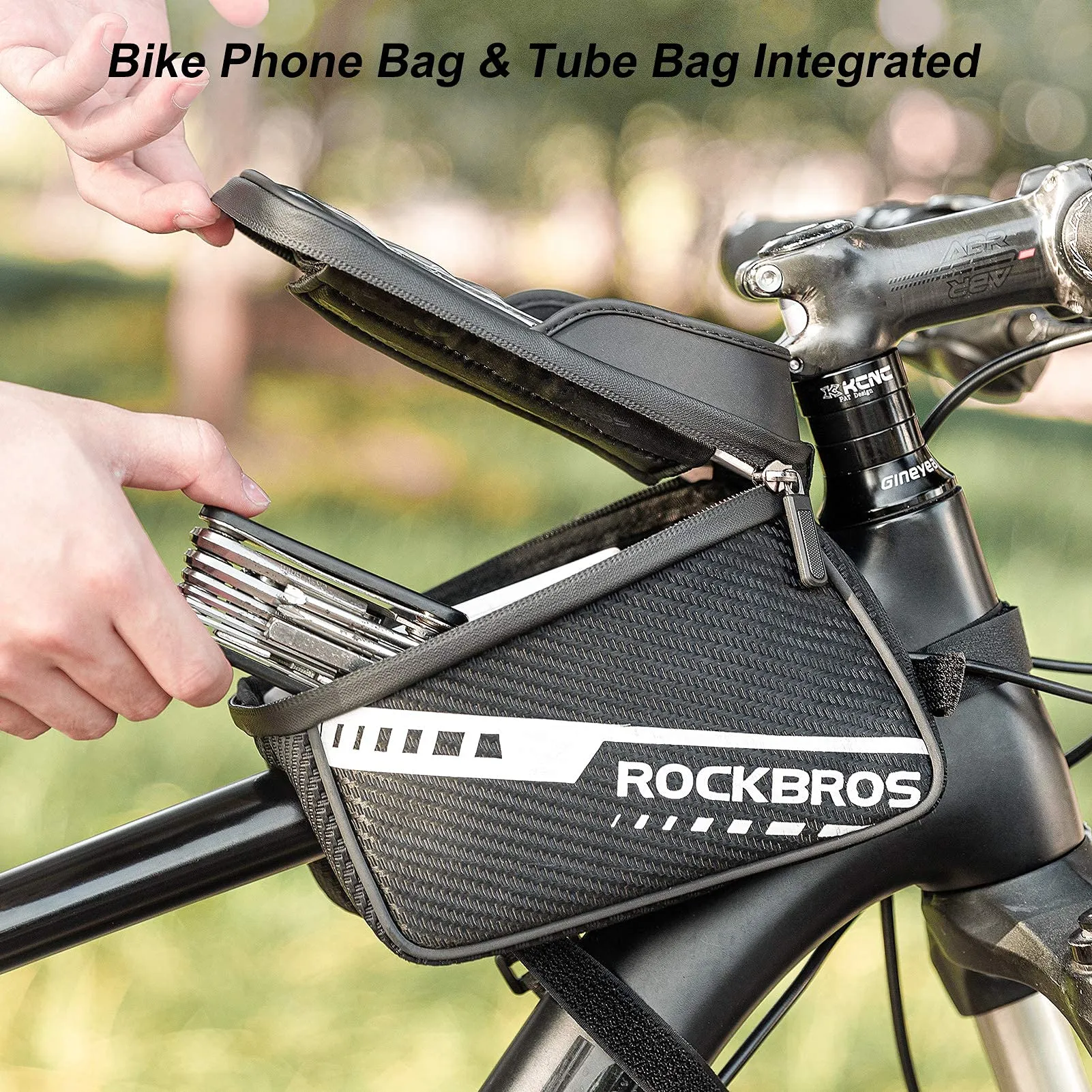 ROCKBROS Bike Phone Front Frame Bag Top Tube  Bicycle Handlebar Bag Below 7.2”