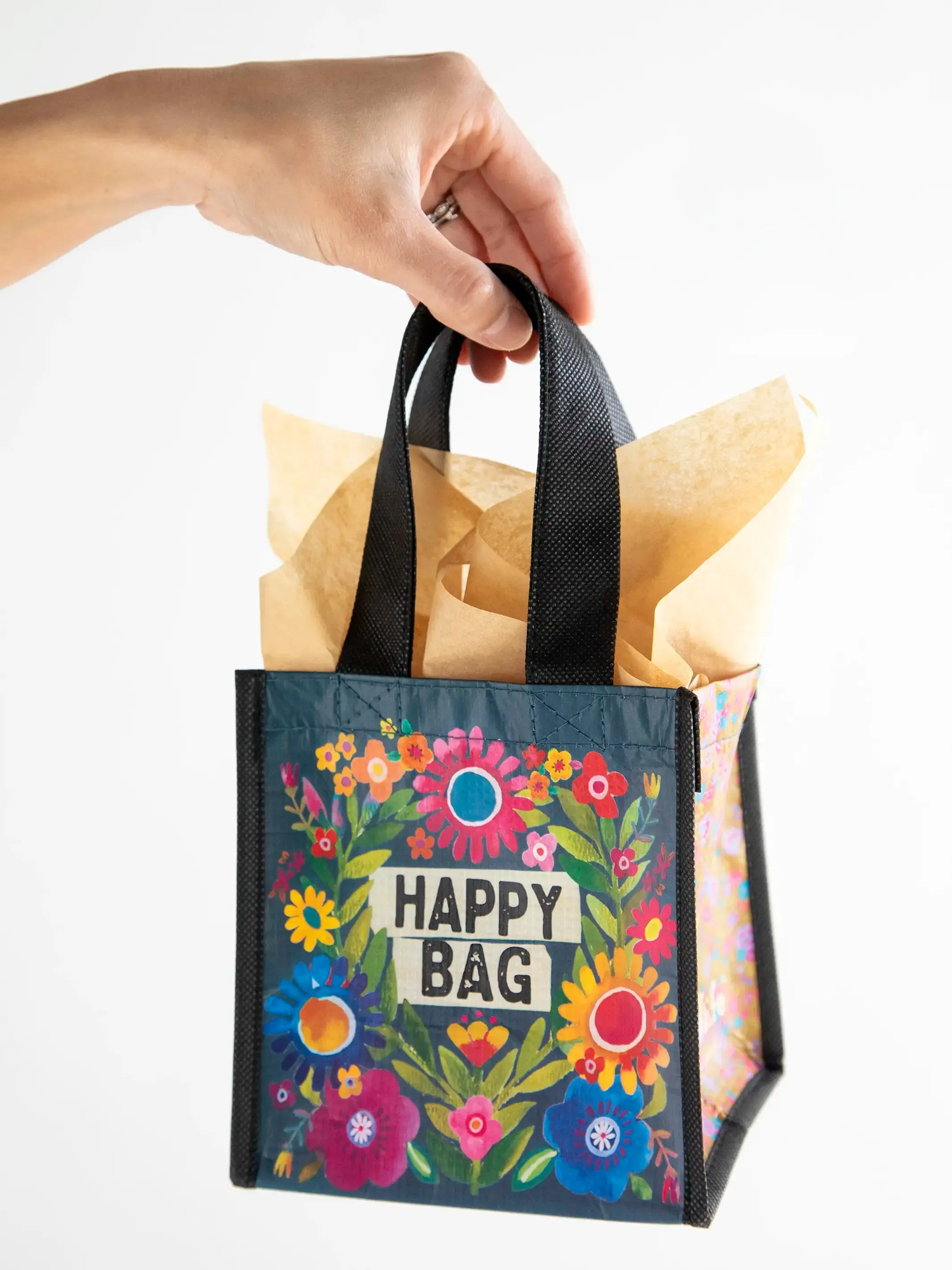 Small Happy Bag, Set of 3 - Black Floral