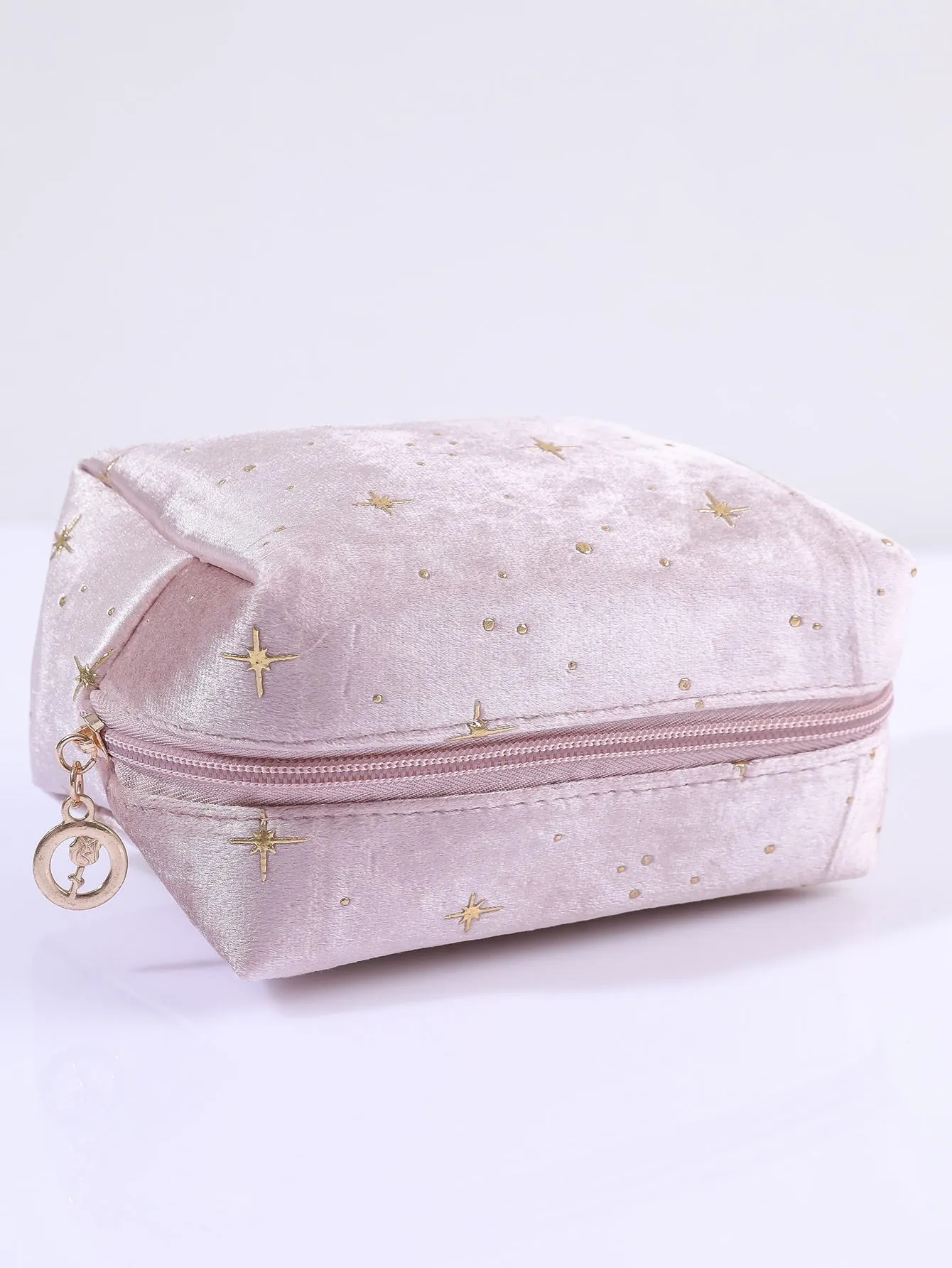 Soft Pink Star Design Makeup Bag Cosmetic Organizer Toiletries Bag Makeup