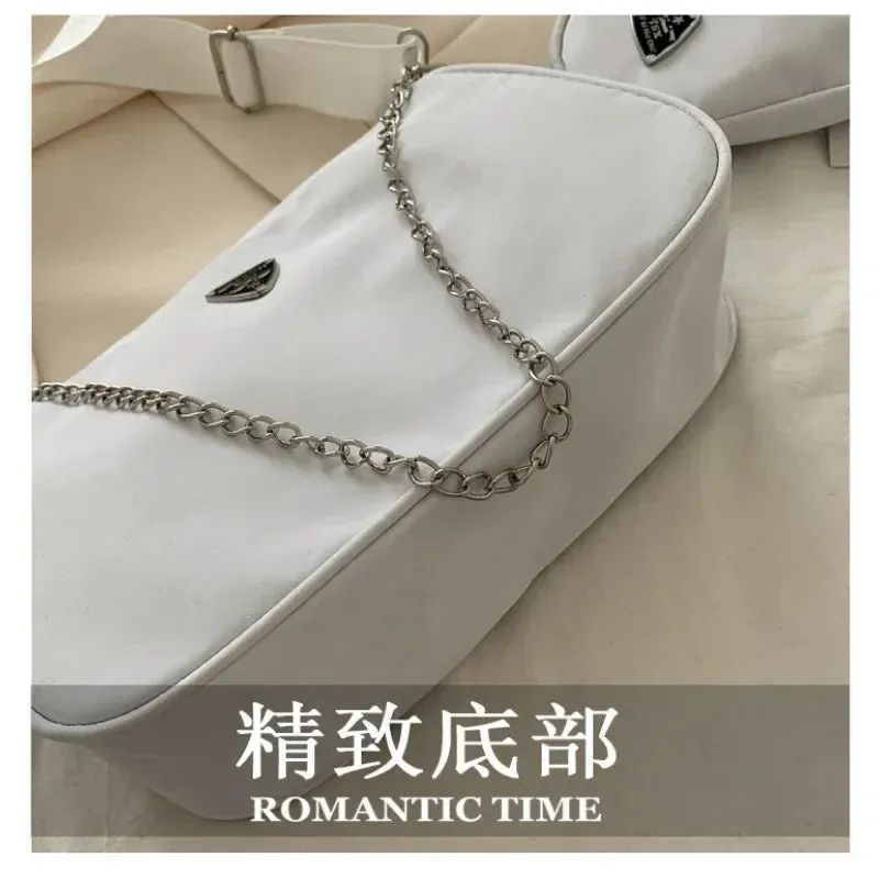 Sohiwoo Formula One-shoulder Bag Armpit And Across Vintage Diagonally Postman Crescent Daughter Nylon Women's Mother Chain Shaped Pouch