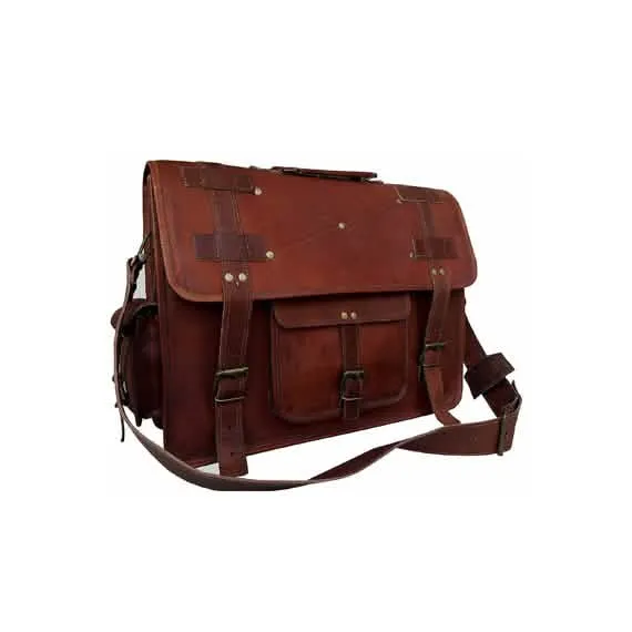 Sophisticated Brown Goat Leather Crossbody Bag for On-the-Go Students