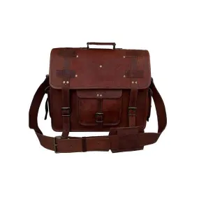 Sophisticated Brown Goat Leather Crossbody Bag for On-the-Go Students