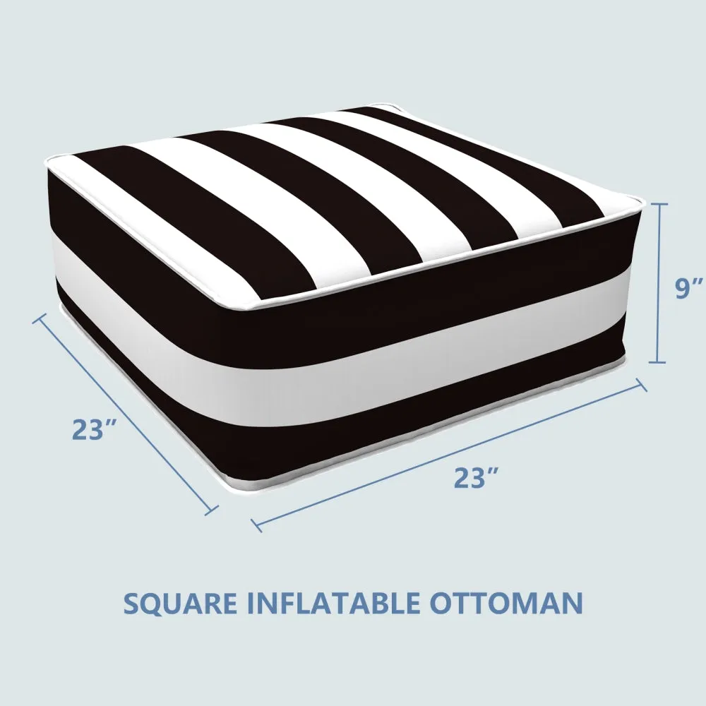 Square Inflatable Ottoman Cabana Black LVTXIII Outdoor