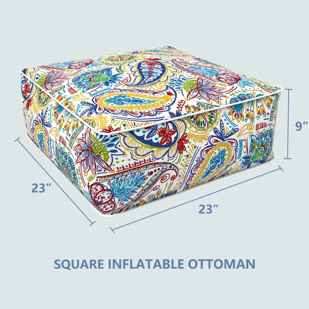 Square Inflatable Ottoman Paisley Chili LVTXIII Outdoor