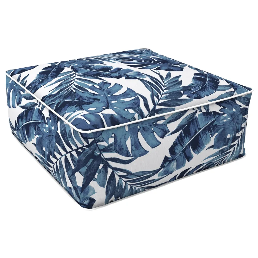 Square Inflatable Ottoman Palm Blue LVTXIII Outdoor