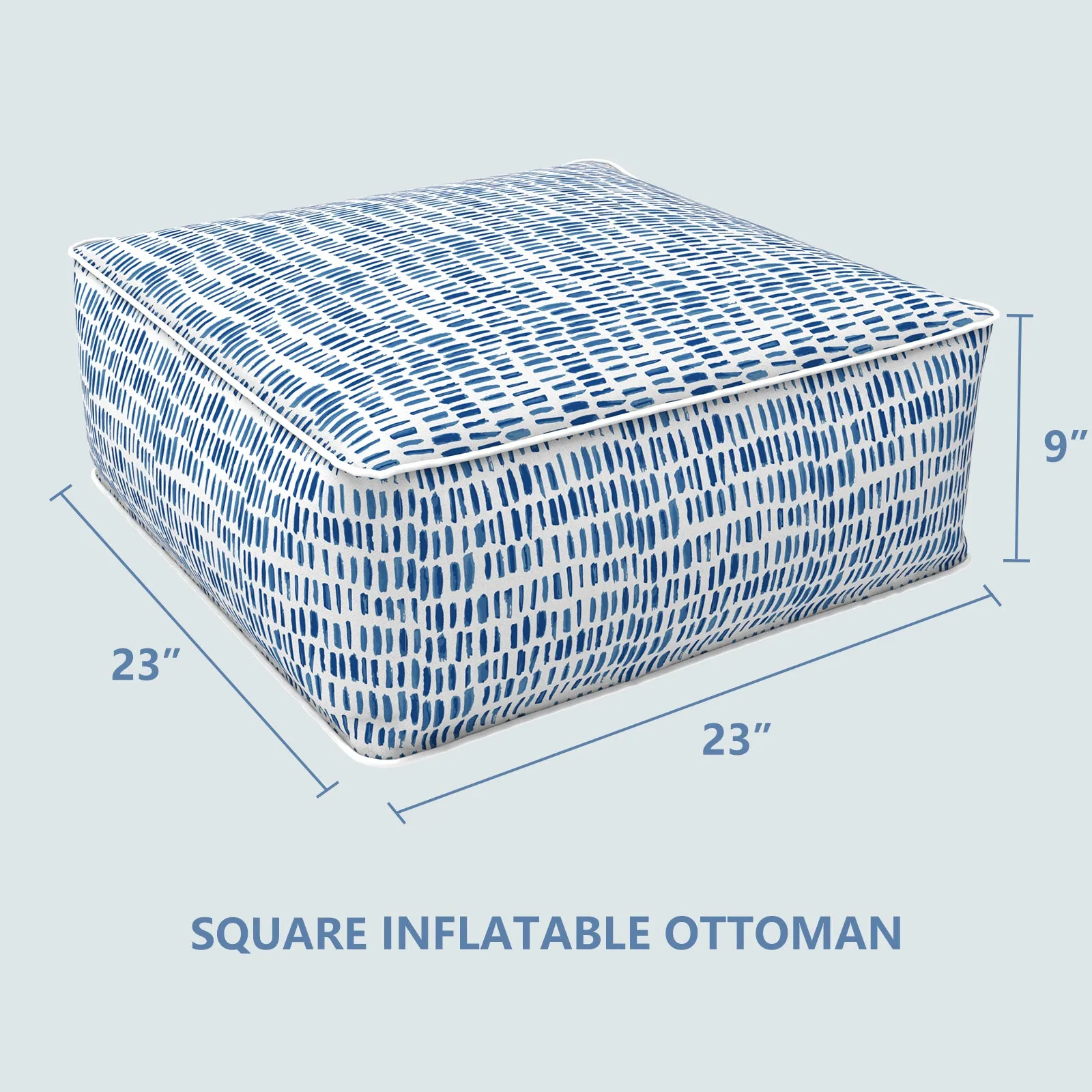 Square Inflatable Ottoman Pebble Blue LVTXIII Outdoor