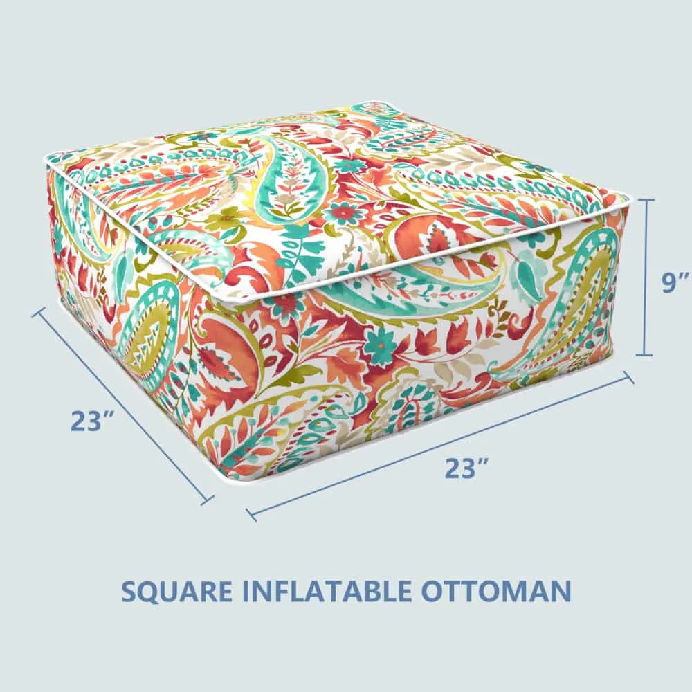 Square Inflatable Ottoman Pretty Paisley LVTXIII Outdoor