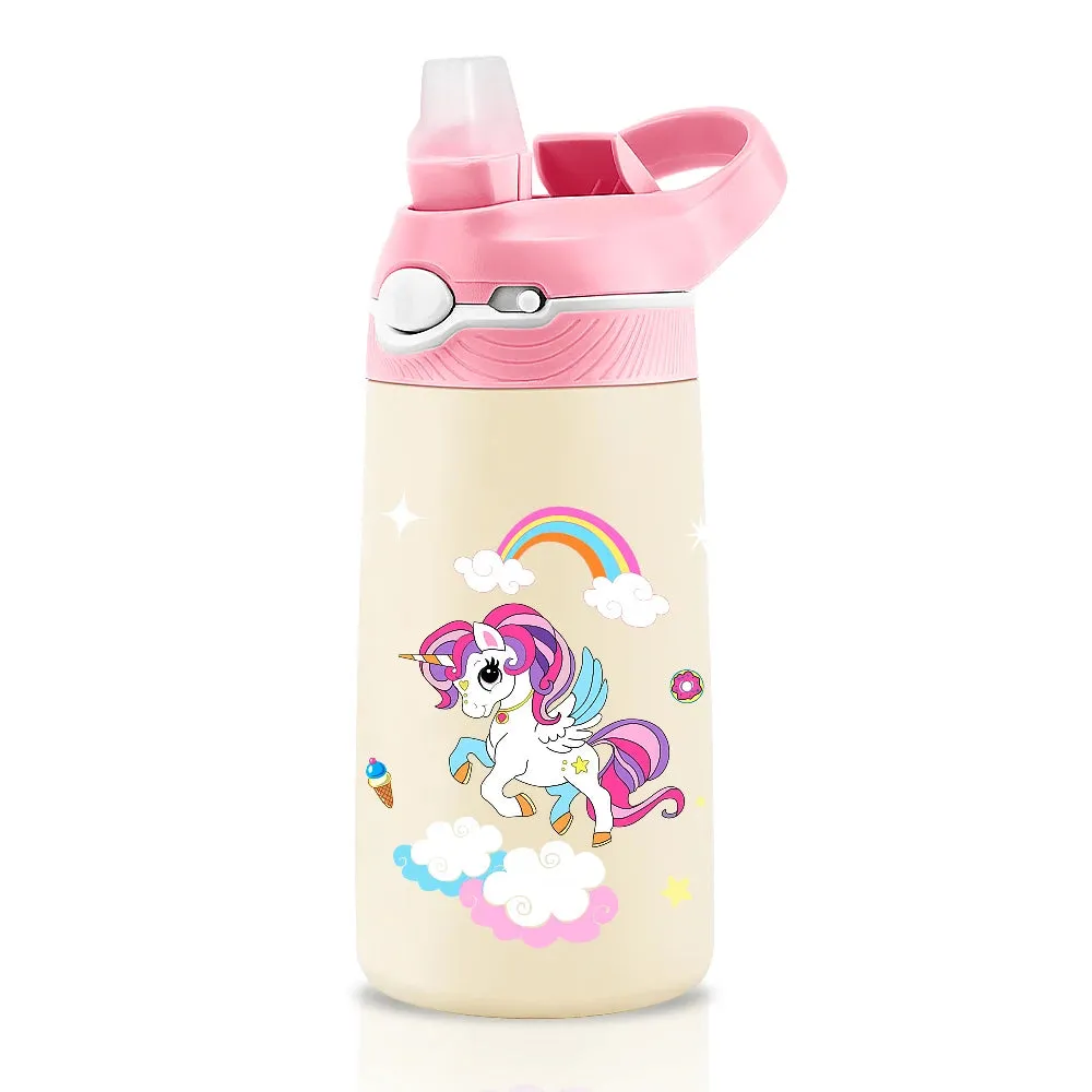 Stainless Steel Kids Water Bottle with Straw | Children's Vacuum Flask & Thermal Mug 400ML