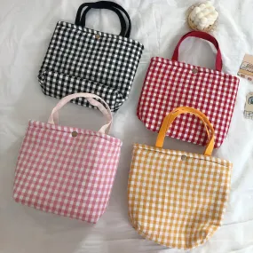 TAVIMART  -  Lattice Samll Lunch Bag For Women Bento Cooler Bags Plaid Breakfast Food Box Portable Kids Picnic Travel Mult Food Bag