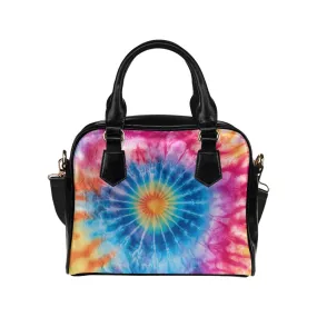 Tie Dye Purse, Pink Rainbow Blue Pattern Cute Small Shoulder Zip Bag Vegan Leather Women Designer Handbag Crossbody Ladies