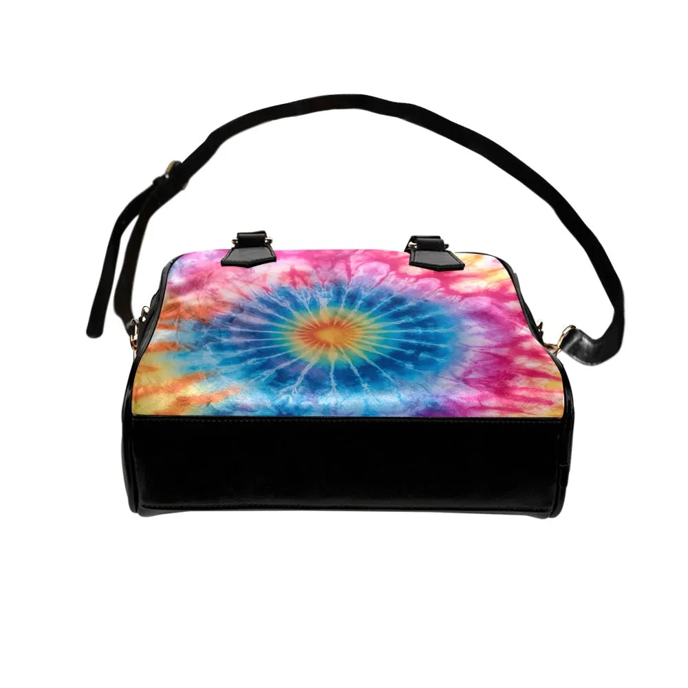 Tie Dye Purse, Pink Rainbow Blue Pattern Cute Small Shoulder Zip Bag Vegan Leather Women Designer Handbag Crossbody Ladies