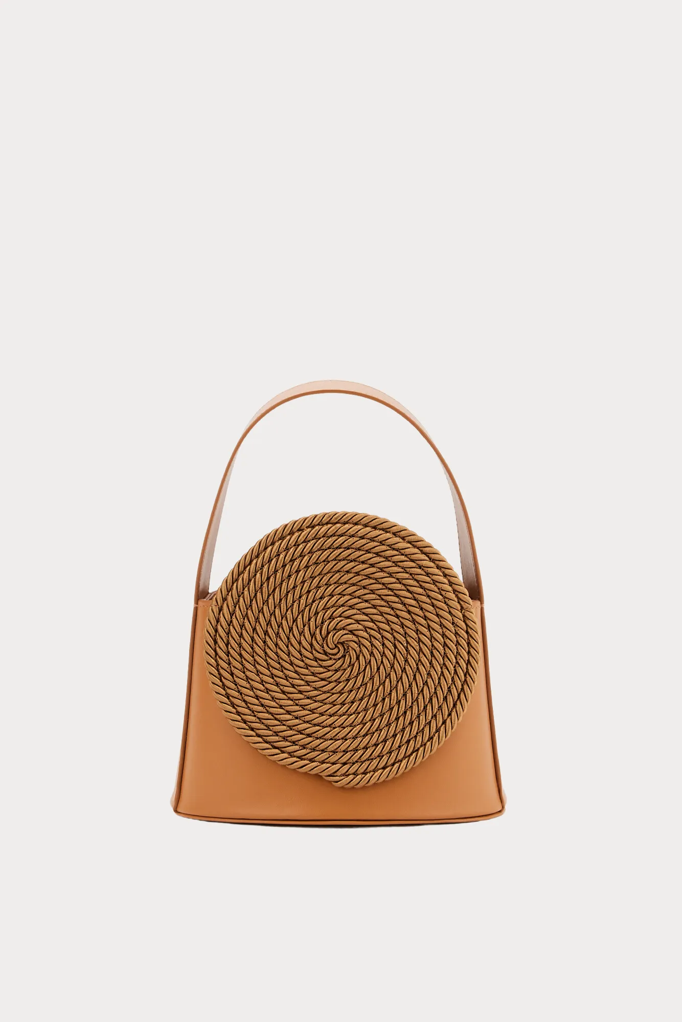 TOBACCO Leather Handle Bag with Passementerie Details