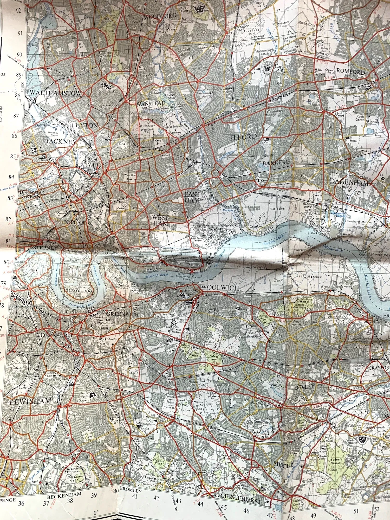 Very Interesting  1950s and 60s ORDNANCE SURVEY MAPs of N.E LONDON into Hertfordshire & Essex 1" to 1 Mile