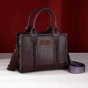 WG102-8120S  Wrangler Croc Print Concealed Carry Tote/Crossbody - Coffee