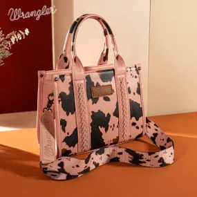 WG133-8120S  Wrangler Cow Print Concealed Carry Tote/Crossbody - Pink