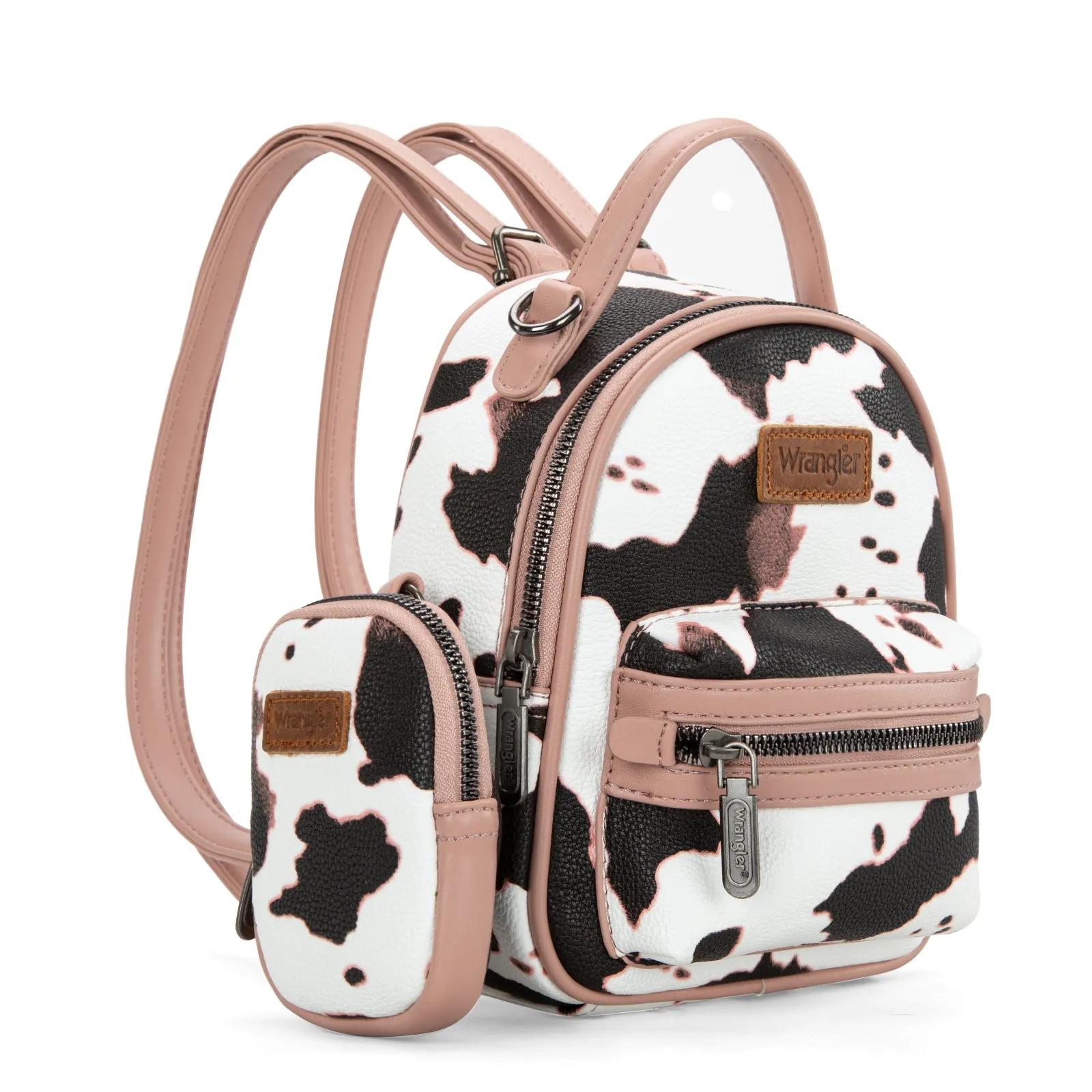 WG133-8600  Wrangler Cow Print Mini Backpack With Coin Pouch - Pink