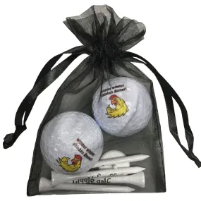 Winner Winner Chicken Dinner 2 Golf Balls & 4 Tees Pack