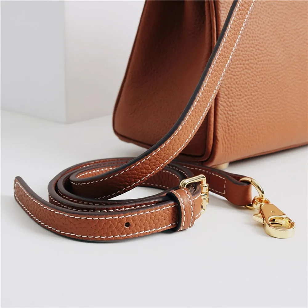 Womens Leather Padlock Handbag -Gold Hardware