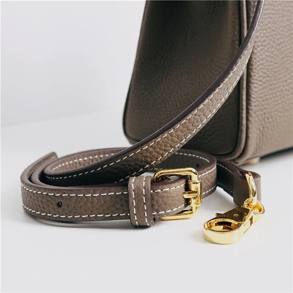 Womens Leather Padlock Handbag -Gold Hardware