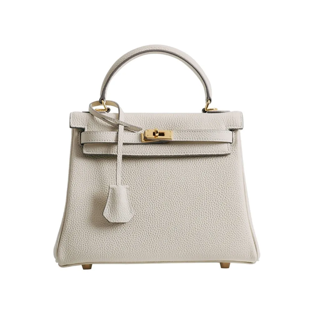 Womens Leather Padlock Handbag -Gold Hardware