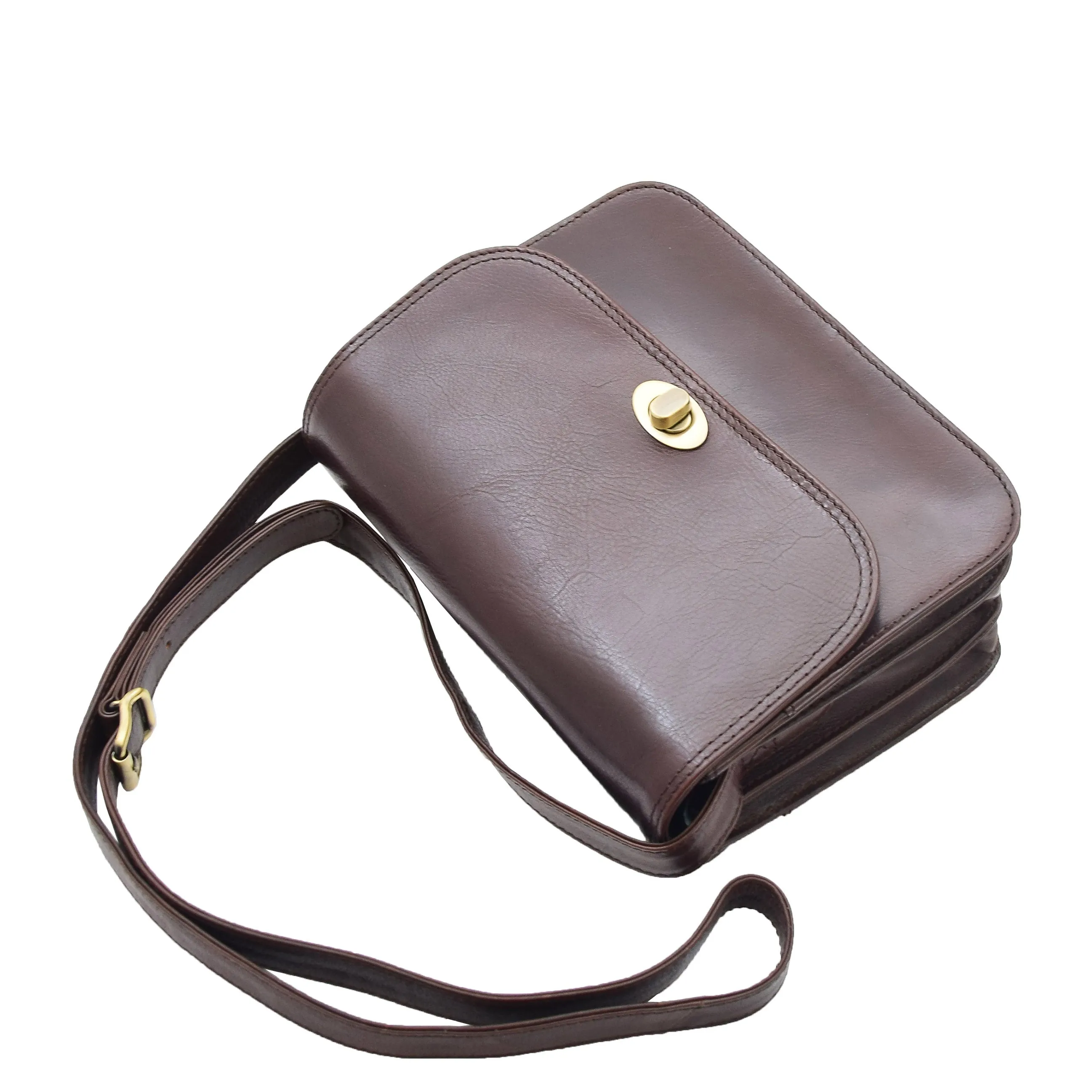 Womens Real Leather Crossbody Bag Messenger Triple Gussets Organiser Nicole Brown