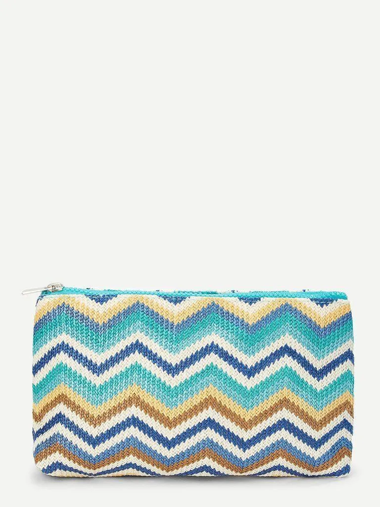 Zig Zag Woven Makeup Bag